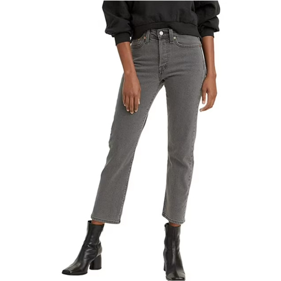 Levi's Gray Wedgie Straight Leg Classic High Waist Jeans Size 25 Button Fly - Picture 1 of 8